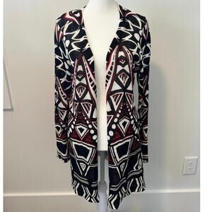 Vintage 80’s Chicos Graphic Print Open Front Linen Cardigan